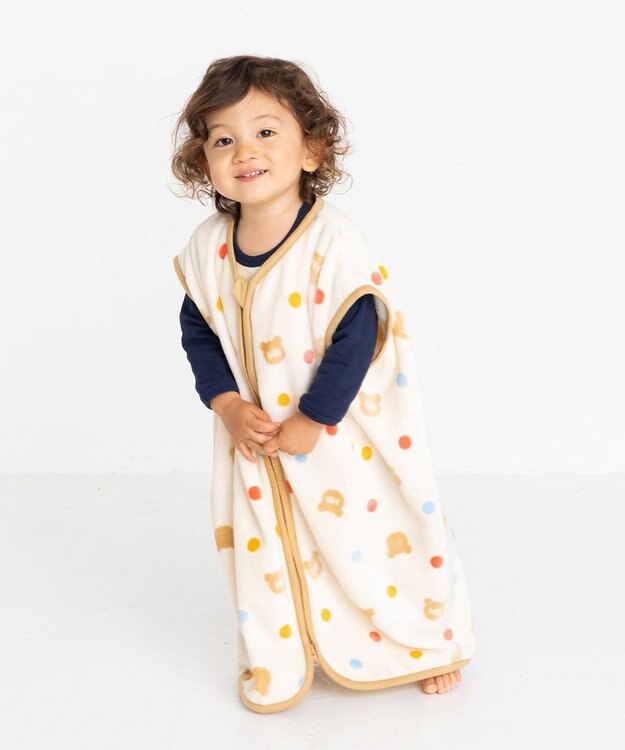 MIKI HOUSE HOT BISCUITS 総柄 フリーススリーパー アイボリー