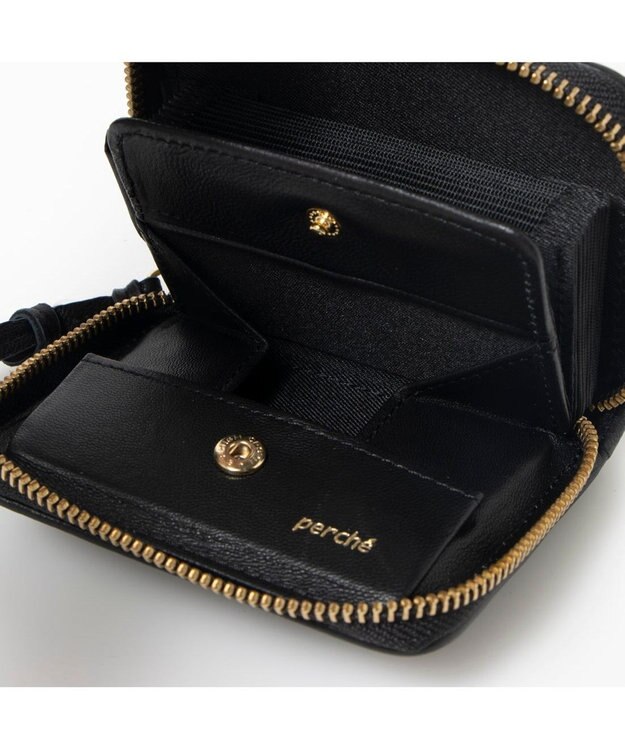 UNBILLION ペルケ perche / シーププリーツ・ジャバラカードウォレット ブラック