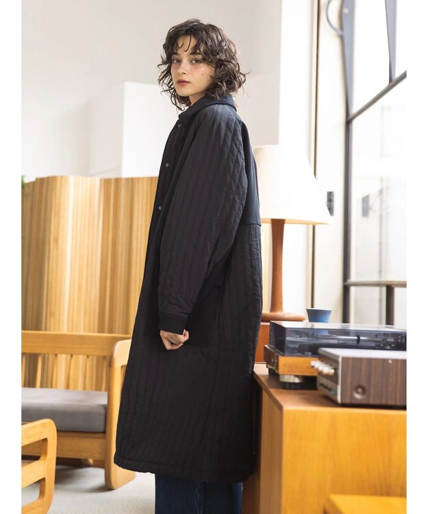 AMERICAN HOLIC キルポカ異素材Ｍｉｘロングコート Black