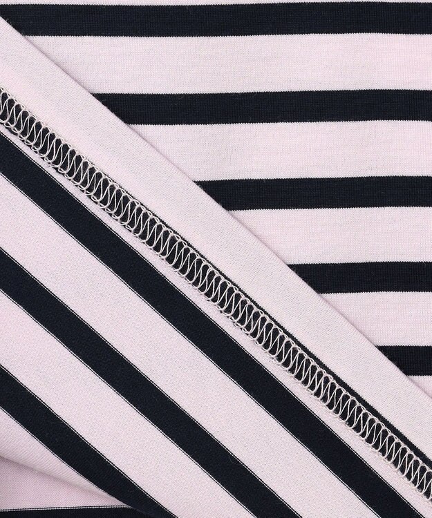 組曲 KIDS 【110-140㎝】フラワー刺繍ボーダー Tシャツ サクラ系