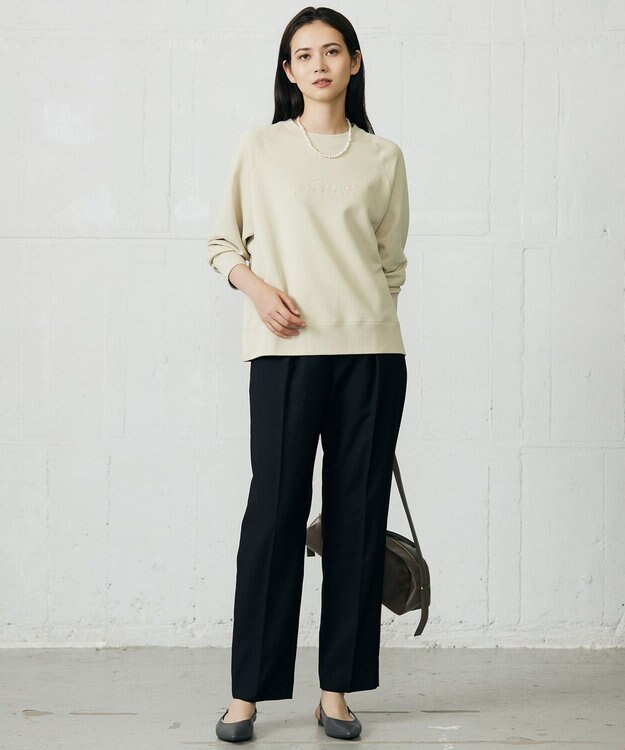 自由区 L クリアループバックレタリング スウェット ベージュ