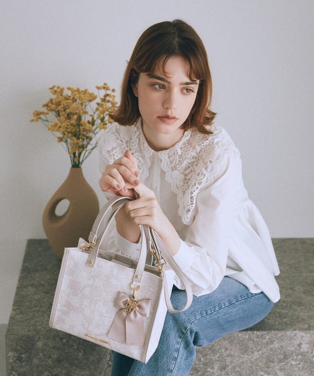 Maison de FLEUR フラワーガーデンプリント2Wayスクエアトート Pink