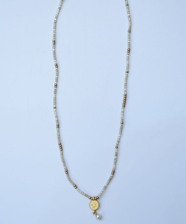 monshiro シルクビーズネックレス ホワイト