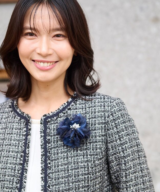 ANY ファンシーラメツイード ノーカラージャケット ネイビー系3