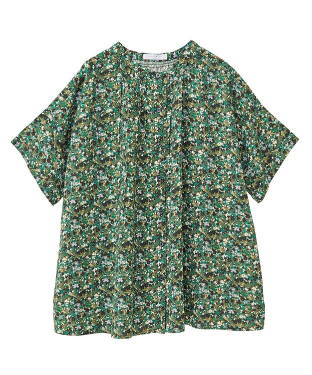 Green Parks Ｉ　アソート柄さらっとレーヨンブラウス Flower Black