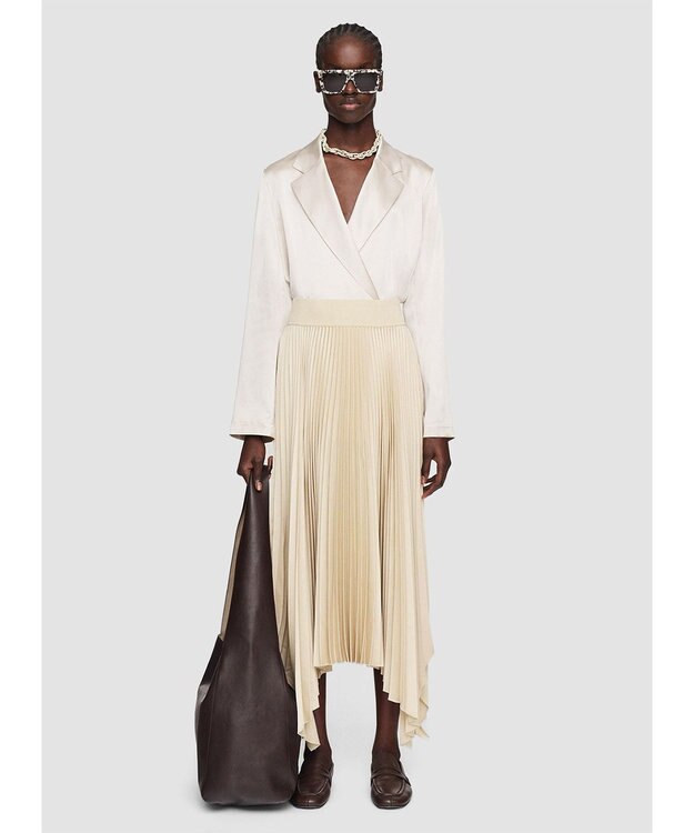 JOSEPH ニットウィーブプリッセ　プリーツスカート Oat