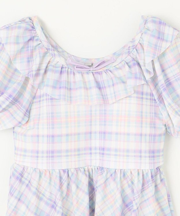 ANY KIDS チェック柄 セパレート 水着 ミント系チェック