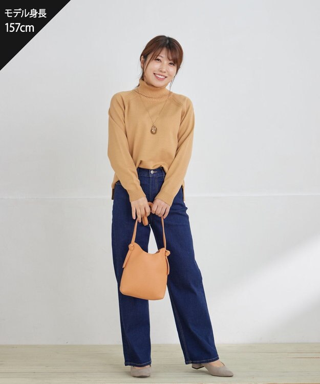 Tiaclasse 【安田美沙子さん/小倉優子さん着用】【洗える】ストレッチワイドデニム ネイビー