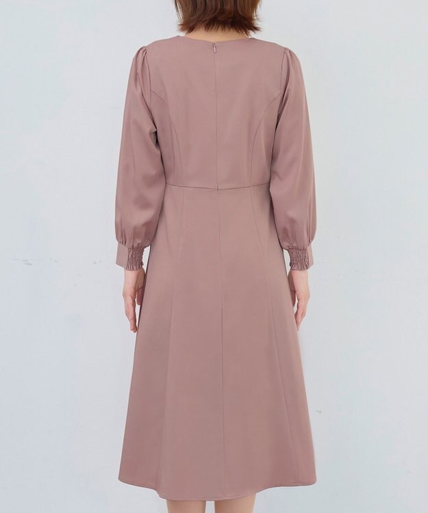 Tiaclasse 【セレモニー・XSサイズ追加・新色追加】ハートネックくるみ釦ワンピース ピンク