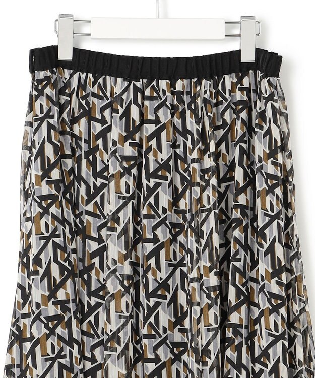 23区 L 【洗える】Ratti アブストラクトプリント スカート ブラックプリント