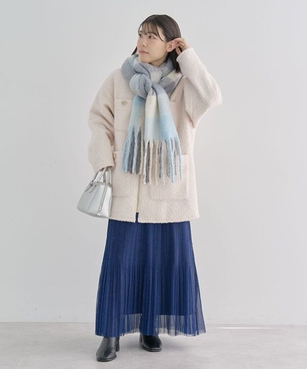 Green Parks ラメチュールプリーツスカート Blue