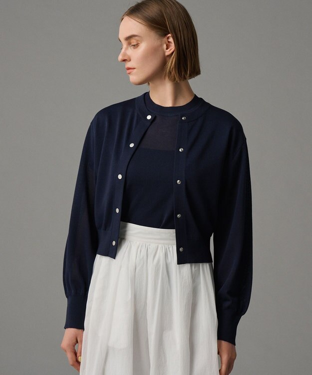 uncrave 【手洗い可】シアー ニットカーディガン（uncrave STANDARD） ネイビー