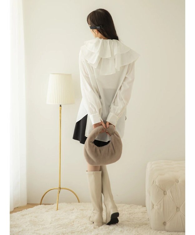 earth music&ecology ラッフルフリルチュニックブラウス Off White