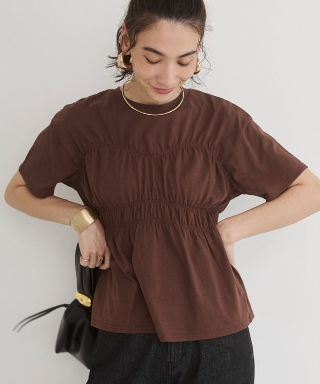 WEGO 【ANGIE VINTAGE】ビスチェ風シャーリングT ブラウン
