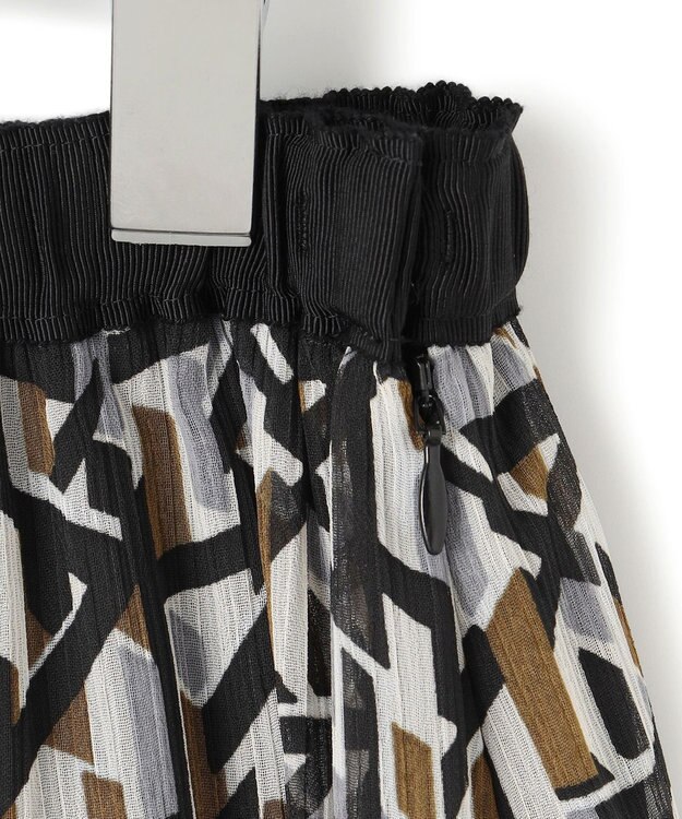 23区 L 【洗える】Ratti アブストラクトプリント スカート ブラックプリント