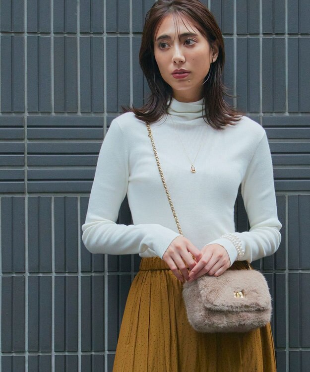 23区 フェイクファーチェーン ショルダー バッグ ブラウン系