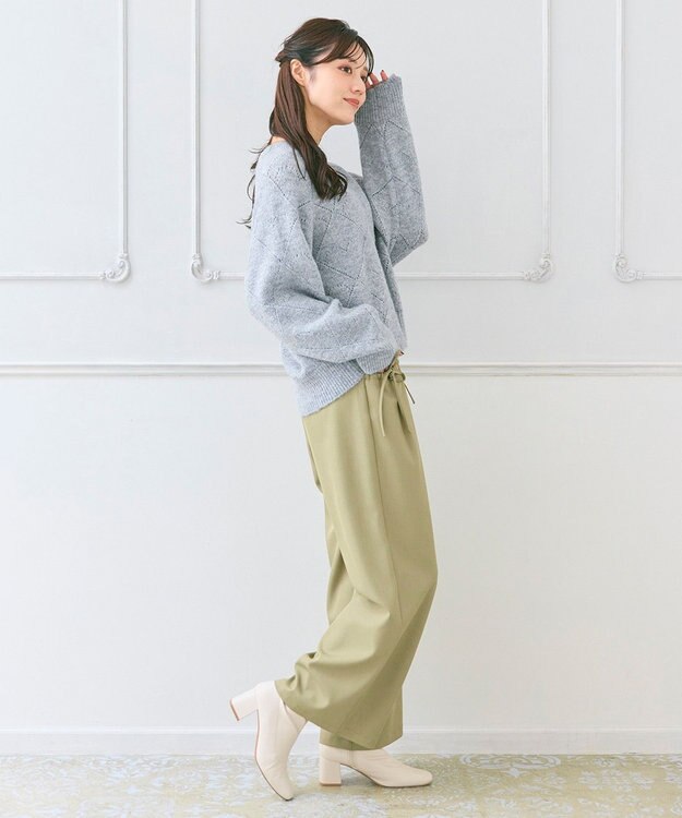 Feroux ハート柄ニット プルオーバー ライトグレー系