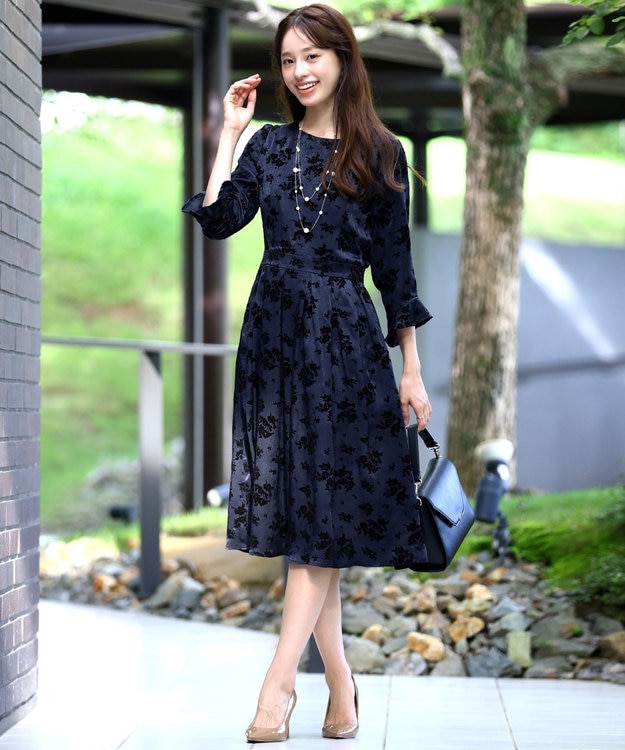 安田美沙子さん着用・洗える】フラワーフロッキーワンピース