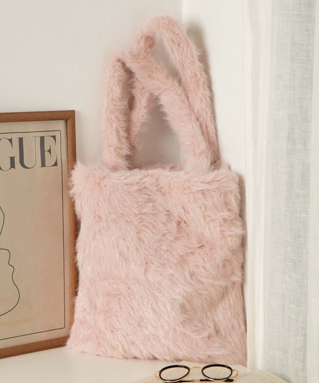 WEGO ラメファートート ライトピンク