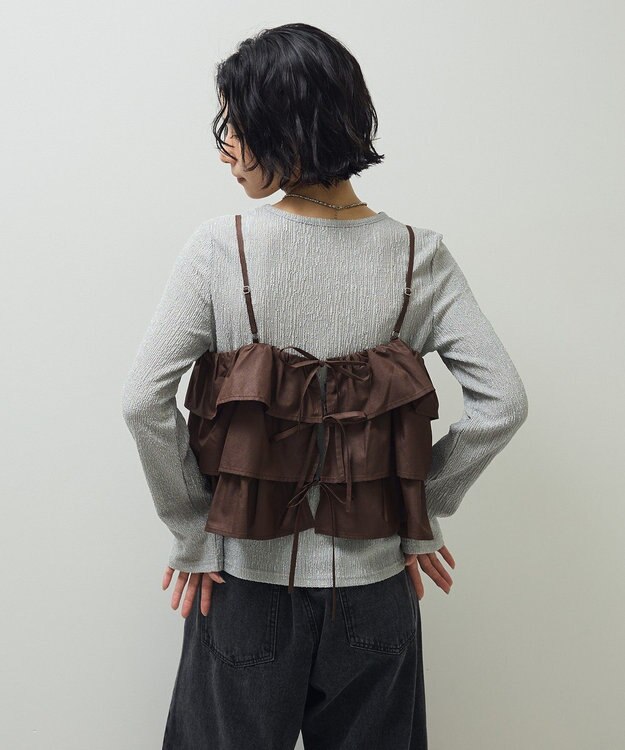 Green Parks ・ＳＵＧＡＲ　ＳＰＯＯＮ　レザーライクティアードキャミ Brown