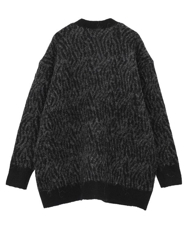 AMERICAN HOLIC アニマル柄Ｖネックニットカーディガン Gray Mixture