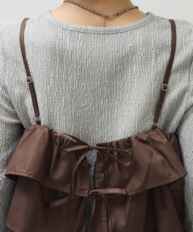 Green Parks ・ＳＵＧＡＲ　ＳＰＯＯＮ　レザーライクティアードキャミ Brown