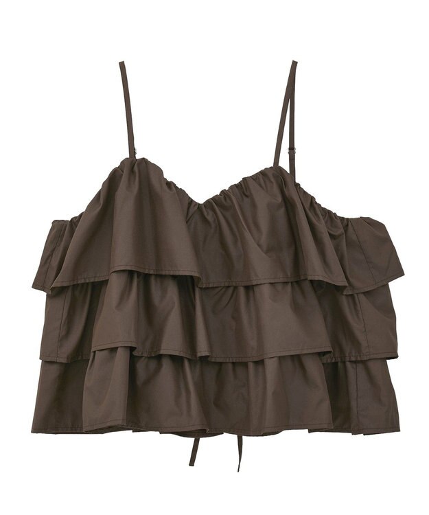 Green Parks ・ＳＵＧＡＲ　ＳＰＯＯＮ　レザーライクティアードキャミ Brown