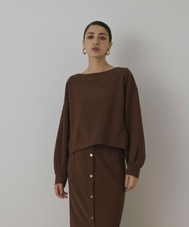 GRACE CONTINENTAL ラメカットトップ ブラウン