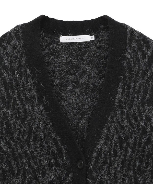 AMERICAN HOLIC アニマル柄Ｖネックニットカーディガン Gray Mixture