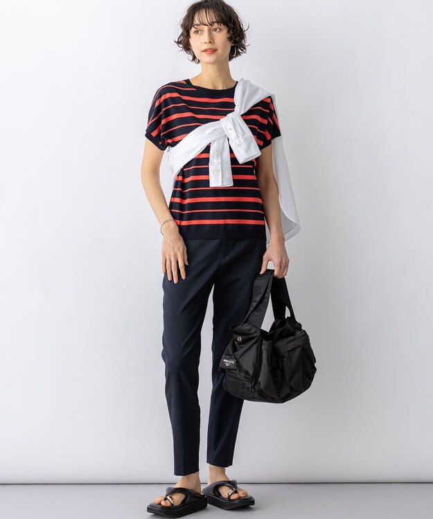 23区 【先行予約/CanCam掲載】リネンレーヨンストレッチ テーパード パンツ ネイビー系