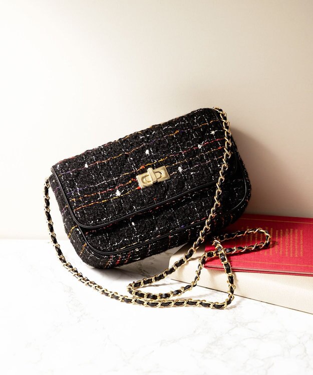 23区 GIOLICAツイード チェーンショルダーバッグ モノトーンミックス