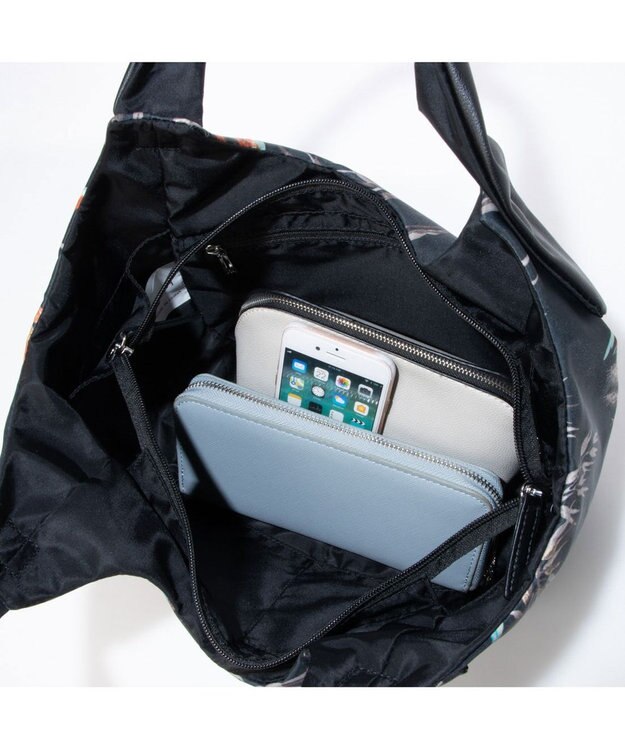 Y'SACCS バードプリントバルーントート Sサイズ ブラック