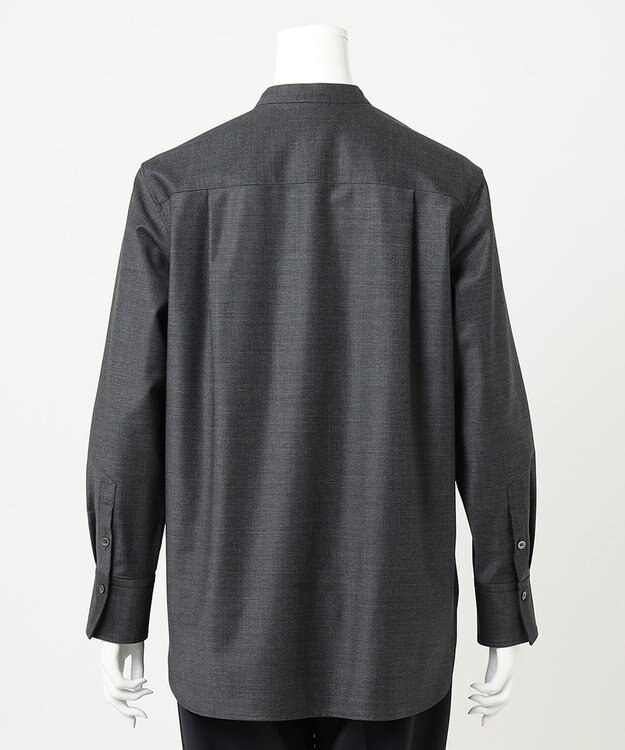 23区 L 【R(アール)】ウールトロストレッチ ピンタックブラウス チャコールグレー系