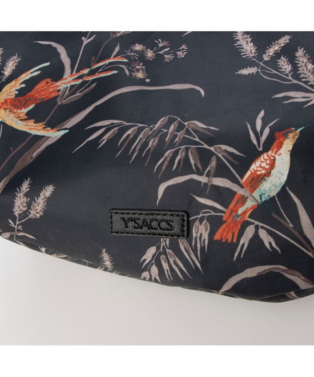 Y'SACCS バードプリントバルーントート Sサイズ ブラック