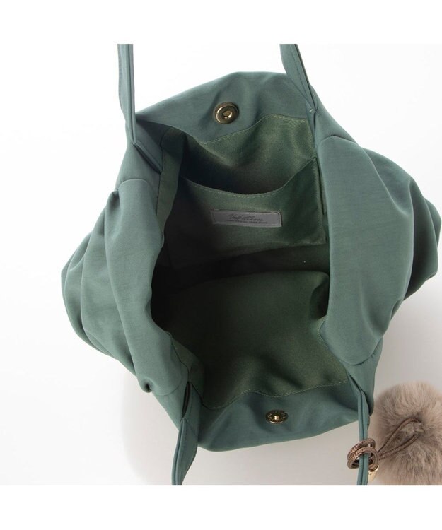 UNBILLION カシュカシュ cachecache / ポンポンつきラウンドミニトート グリーン