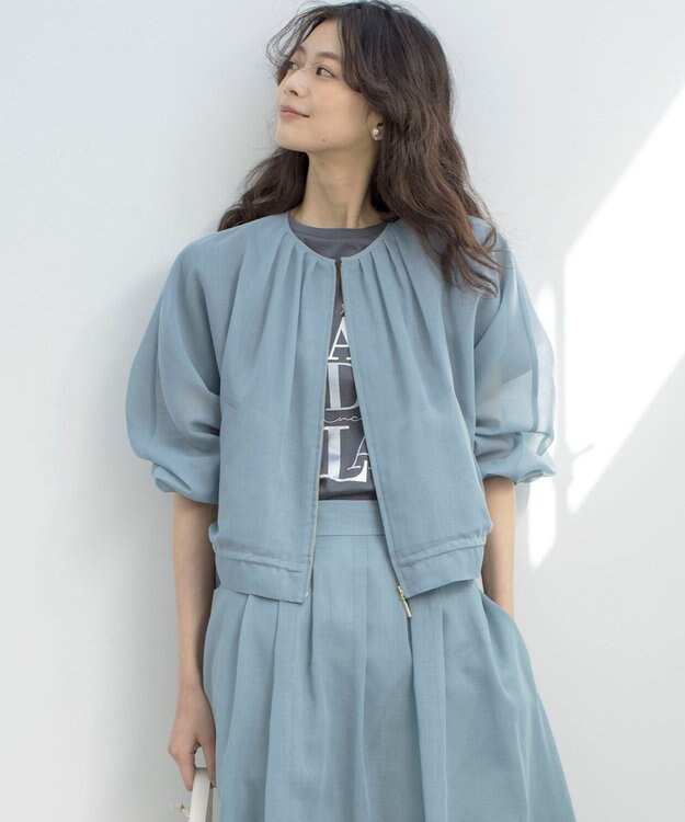 組曲 L カラーボイルノーカラー ブルゾン ミント系