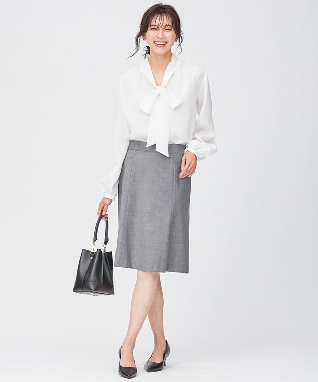 23区 L リボンディテール ギャザー ブラウス アイボリー