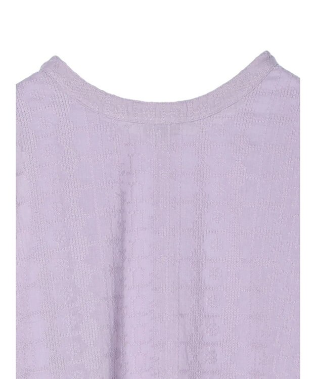 Green Parks インド綿 SET２点 刺繍７分丈ブラウス＋タンクトップ Purple