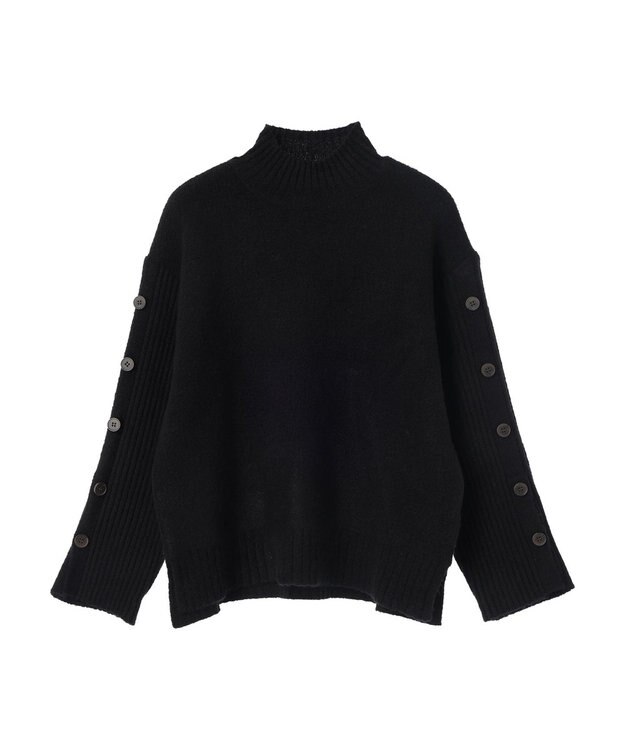 earth music&ecology 袖ボタンニットプルオーバー Black
