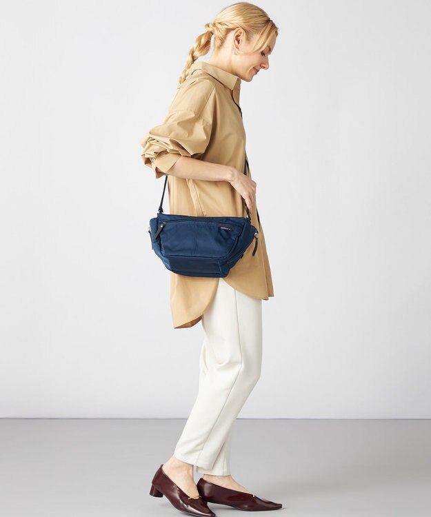 LA BAGAGERIE 【MONICA】サイドジップミニショルダーバッグ ネイビー