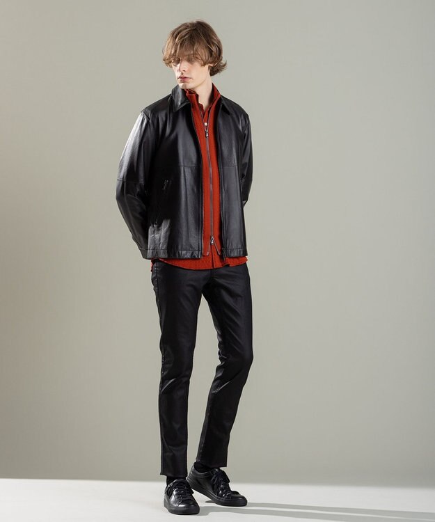 JOSEPH HOMME ヴィスコースリンクスジャガード　ジップアップ　カーディ ライトオレンジ系