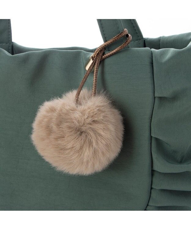 UNBILLION カシュカシュ cachecache / ポンポンつきラウンドミニトート グリーン