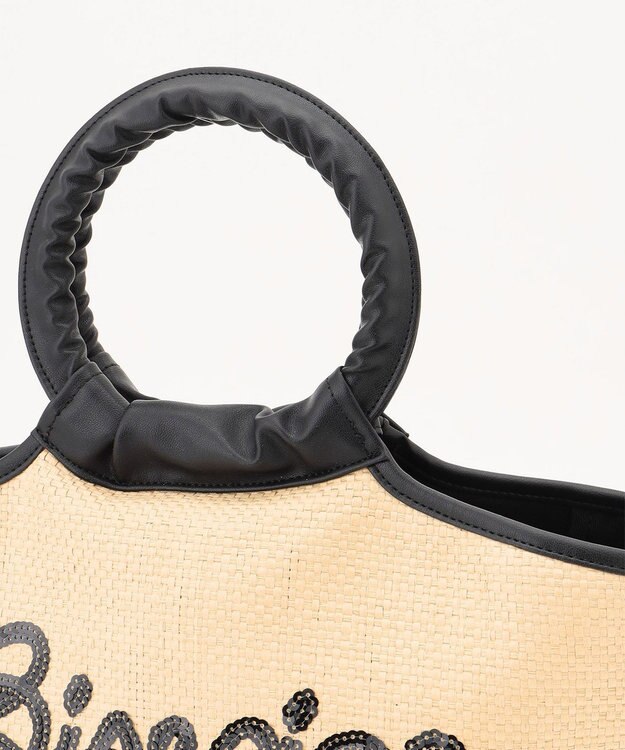 組曲 スパンコールエンブロイダリーカゴバッグ ベージュ系