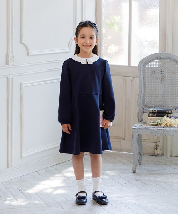 組曲 KIDS 【150-160㎝】おでかけ ワンピース ネイビー系