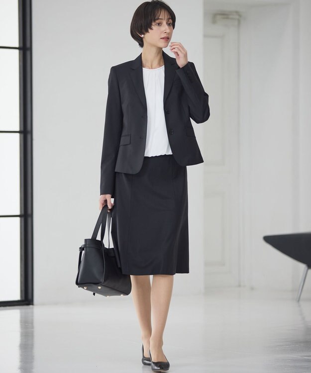 23区 S 【セットアップ着用】ファインネスウール フレア スカート ブラック系