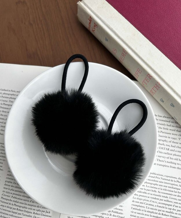 WEGO L2Pポンポンヘアゴム ブラック