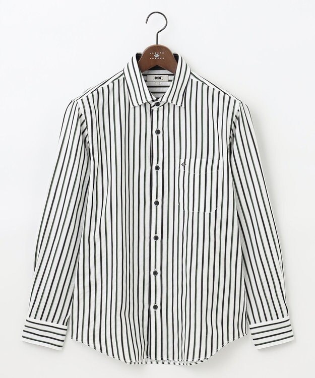 JOSEPH ABBOUD 【吸水速乾・イージーケア】ソアロンストライプシャツ オリーブ系1