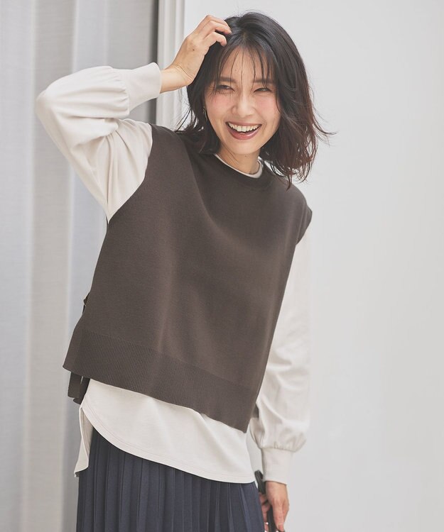 ANY 【洗濯機可】オーガニックコットンベスト ブラウン