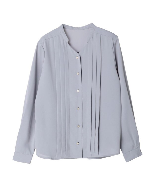 earth music&ecology タックブラウス Grayish Blue