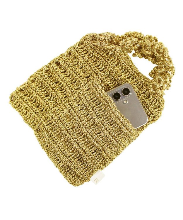 ROOTOTE 1090【手編みカゴバッグ風】SC.ベビールー.クロッシュメタリック-A 01：ゴールド